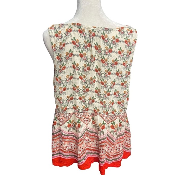 Anthropologie Patrons Of Peace Boho Floral Flowy Gauzy Top Size L Hippie Summer - Picture 5 of 10